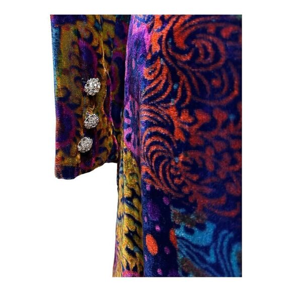 VOGUE Paris Collection Vintage Velvet Gown Long Sleeves Blue Floral - Picture 7 of 10